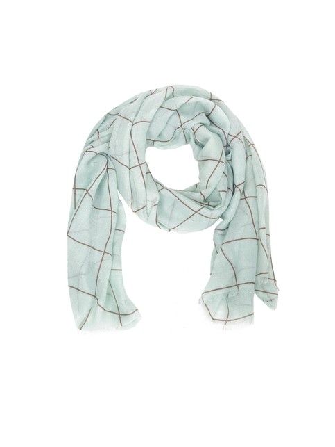 Miętowy szalik w kratę CS013