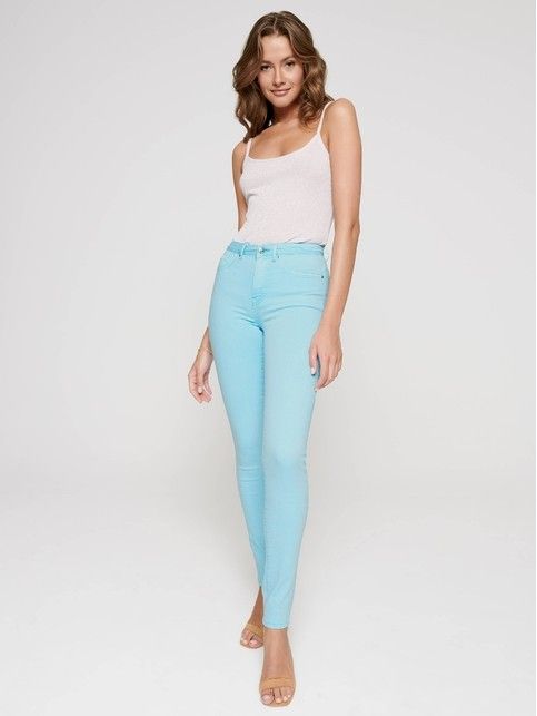 Kolorowe jeansy skinny z wysokim krojem i efektem gotowania CON-219 Lycra®