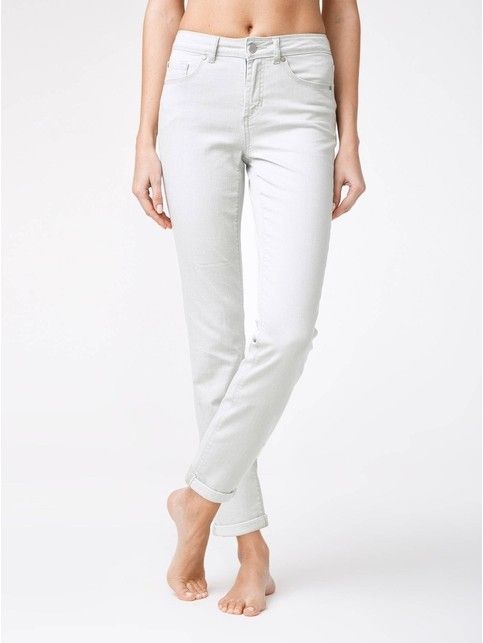Przycięte eco-friendly jeansy z mankietem CON-129