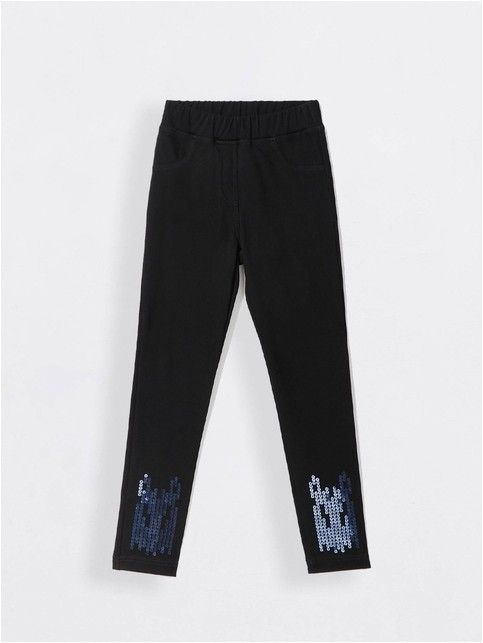 Modne Jeggings z cekinowym haftem MINI TWINKLE