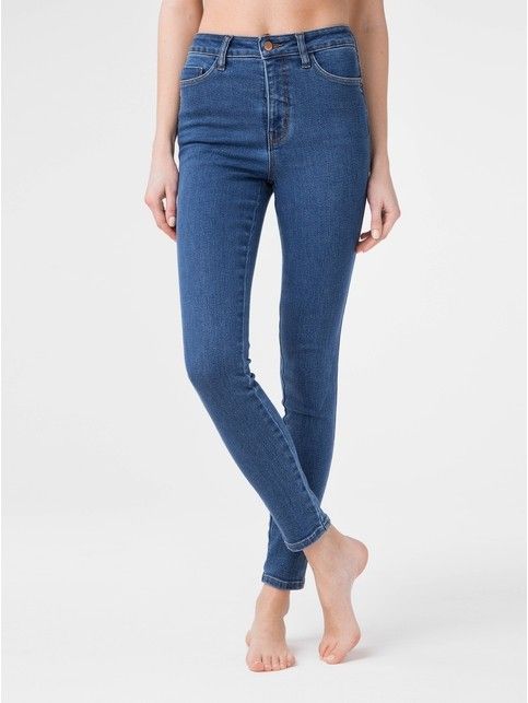 Modelujące eco-friendly jeansy skinny z super wysokim kroju CON-174 Lycra®