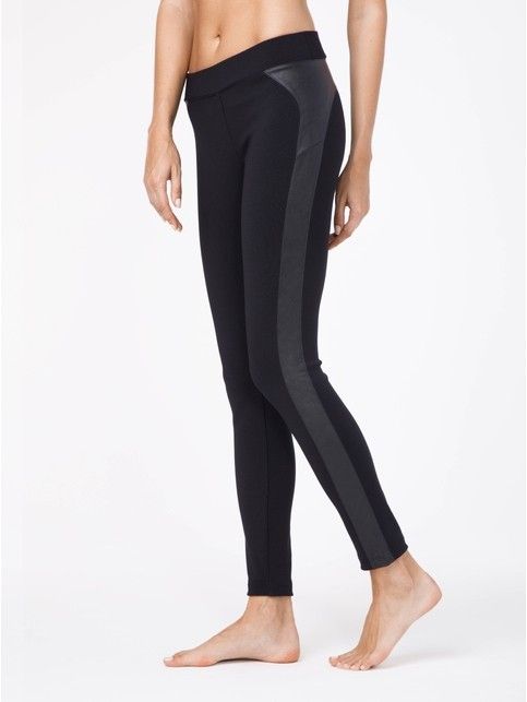 Modne legginsy z lampasami ze sztucznej skóry DIVA