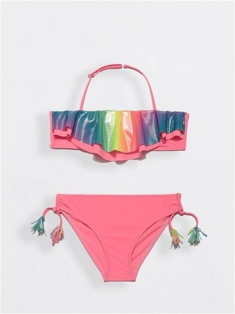 Strój kąpielowy z tęczowymi falbankami RAINBOW