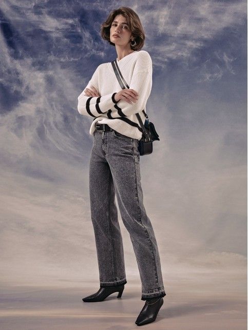 Джинсы wide leg оксидной варки с необработанным краем CON-681