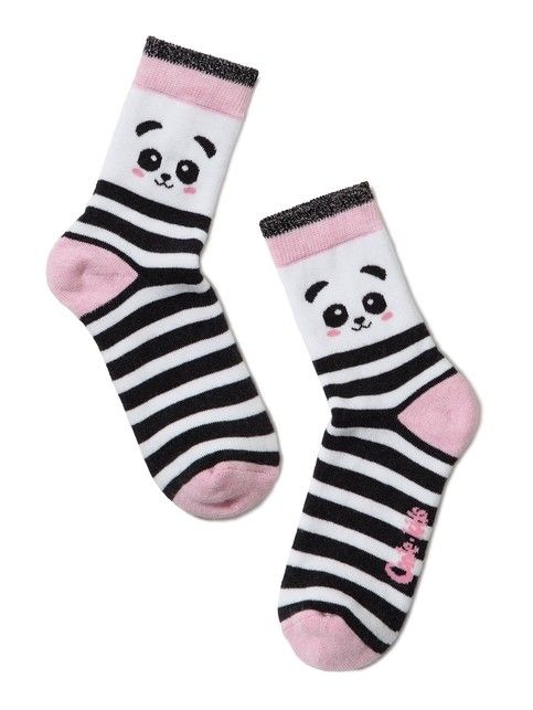 SOF-TIKI Skarpety frotte w paski z wzorami pandy