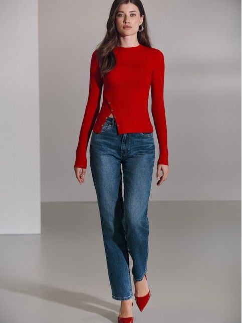 Джинсы straight с эффектами потертости из eco-friendly денима CON-683