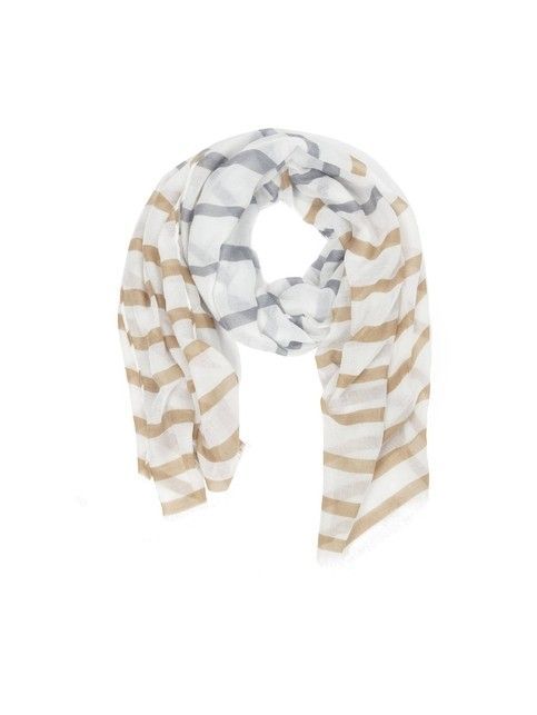Szaro-beżowy szalik w paski CS014