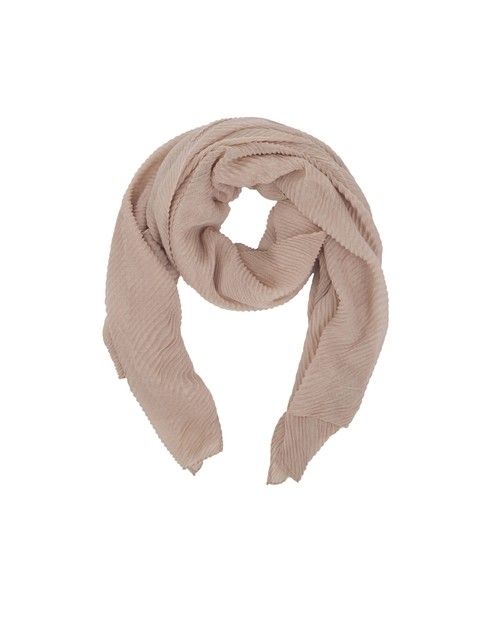 Jasny beżowy szalik z efektem plisowane CS004