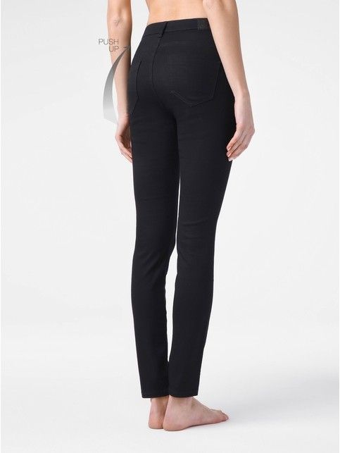 Modelujące jeansy skinny push-up Premium Stay Black z wysokim stanem CON-149