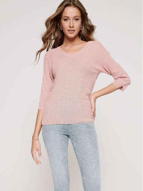 Teksturowany sweter z rozcięciami na rękawach z przędzy wiskozowej LDK 086