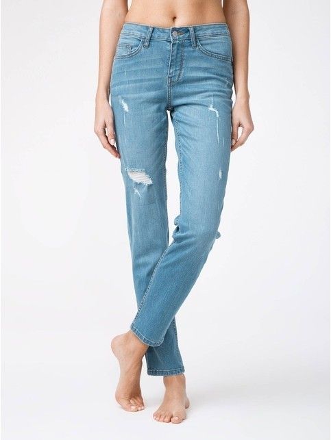 Modne eco-friendly jeansy z efektem otarcia CON-145
