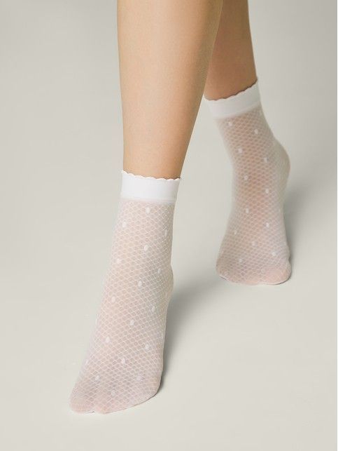 Тонкие носки в горошек на сетке MONA