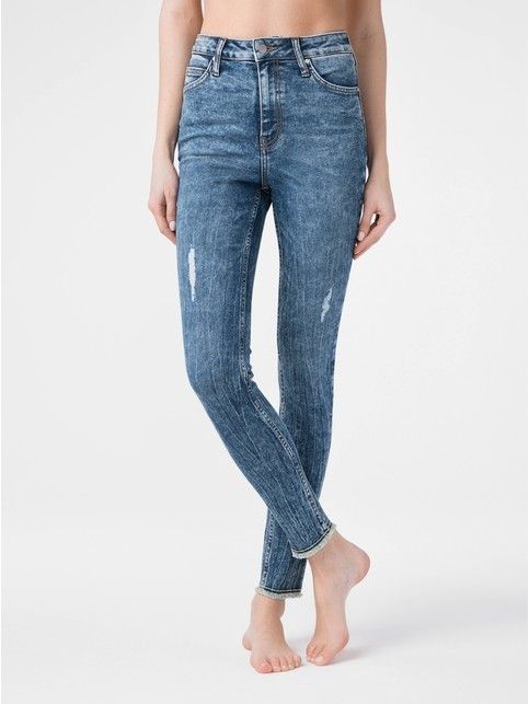 Modelujące eco-friendly jeansy skinny z super wysokim kroju CON-176 Lycra®