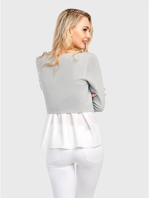 Teksturowane dzianiny sweter z imitacji koszula LDK028