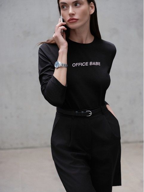 Лонгслив из хлопка с вышивкой «Office babe» LD 3297