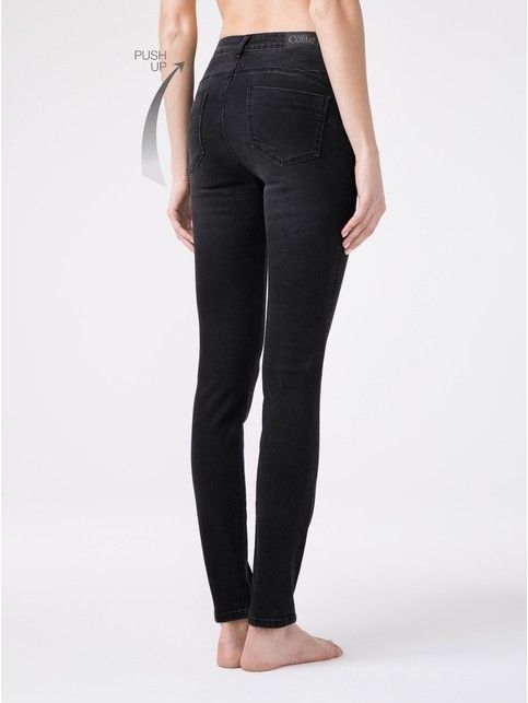 Modelujące eco-friendly jeansy skinny push-up z wysokim stanem CON-148